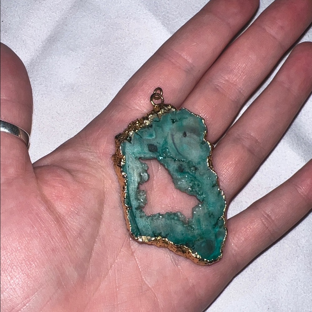 Elegant Green Geode Pendant
